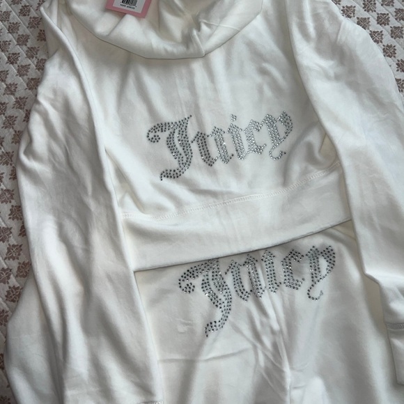 Juicy Couture Cream Soda White Velour Track Suit Large - Picture 1 of 5